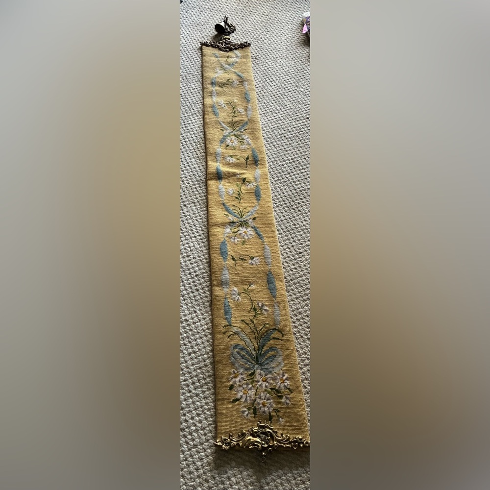 Cottagecore Gold Floral Embroidered Wall Runner